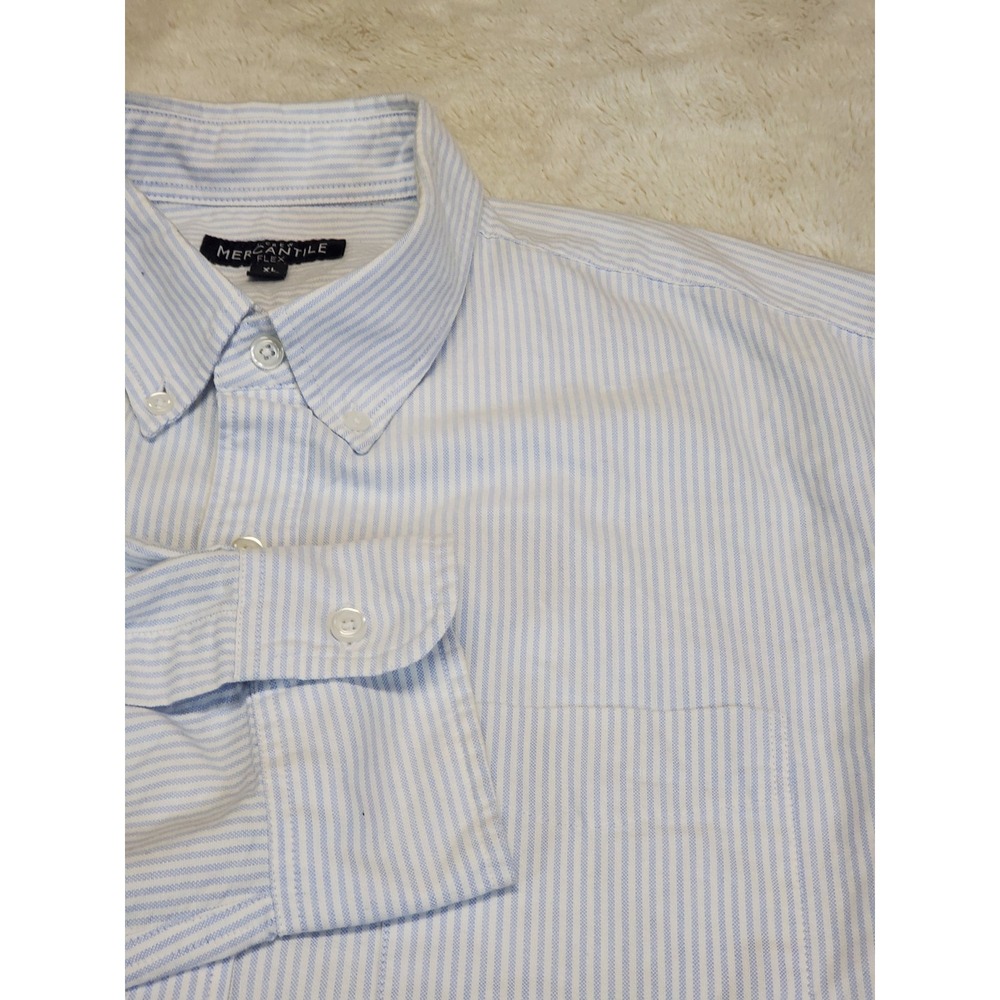 J. Crew Blue White Striped Cotton Button Dress Shirt Men XL Classic Old Money